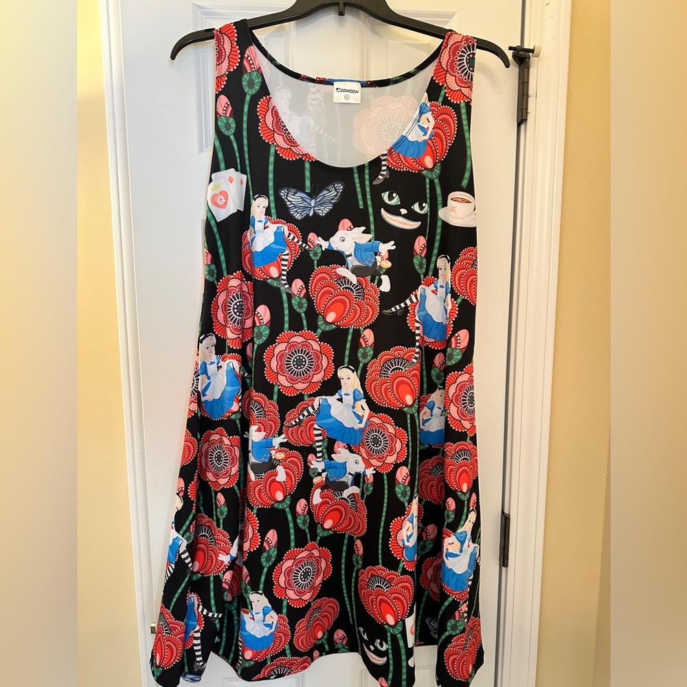 Women’s Cow Cow Fit & Flare Skater Dress Alice in Wonderland/Rabbit. Fits 2x-5x